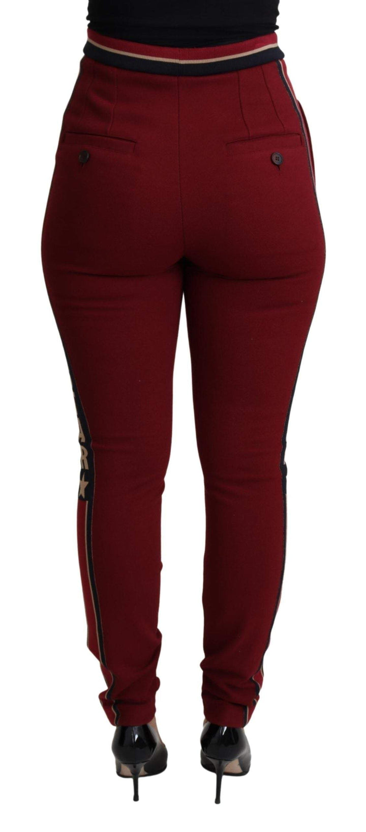 Dolce & Gabbana Red DG Star Striped Skinny Cotton Pant #women, Dolce & Gabbana, feed-agegroup-adult, feed-color-Red, feed-gender-female, IT40|S, Jeans & Pants - Women - Clothing, Red, Women - New Arrivals at SEYMAYKA