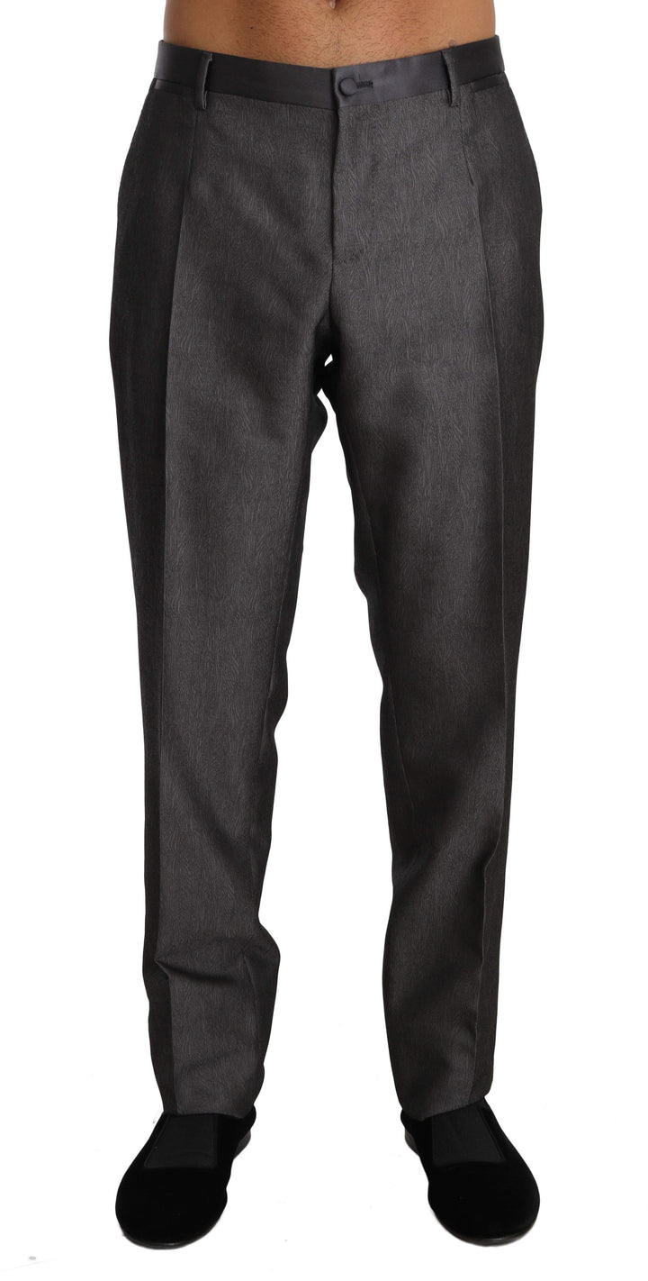 Dolce & Gabbana  Gray Wool Silk Patterned Formal Trousers #men, Brand_Dolce & Gabbana, Catch, Dolce & Gabbana, feed-agegroup-adult, feed-color-gray, feed-gender-male, feed-size-IT54 | XXL, Gender_Men, Gray, IT54 | XXL, Jeans & Pants - Men - Clothing, Kogan, Men - New Arrivals at SEYMAYKA