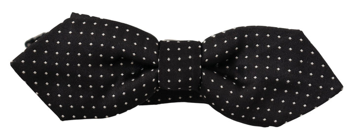 Dolce & Gabbana Black White Polka Dot Adjustable Neck Papillon Bow Tie