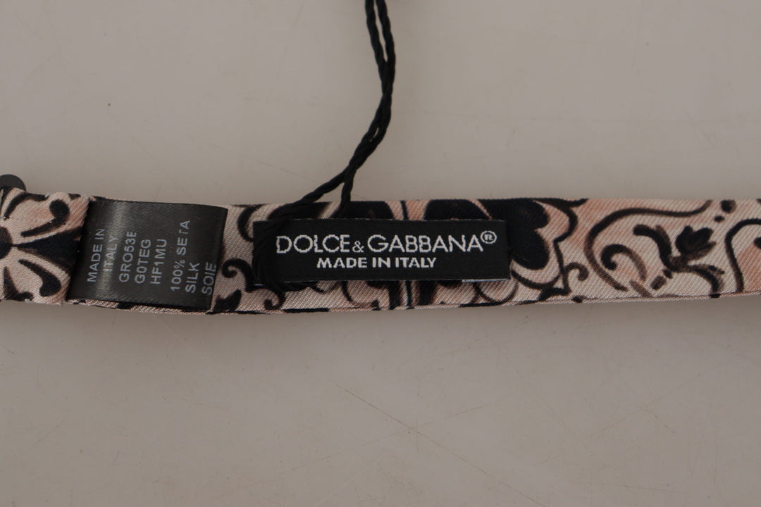 Dolce & Gabbana Multicolor Pattern 100% Silk Neck Papillon Bow Tie