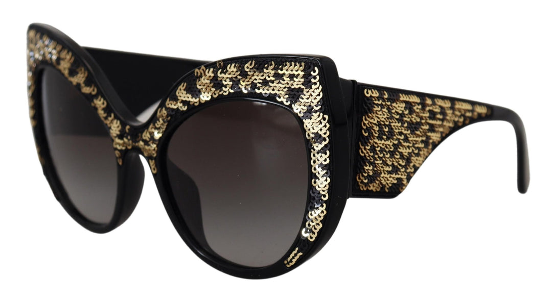 Dolce & Gabbana Black Gold Sequin Butterfly Polarized DG4326 Sunglasses