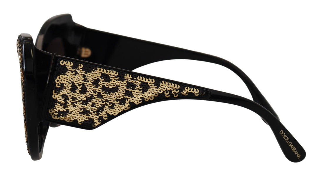 Dolce & Gabbana Black Gold Sequin Butterfly Polarized DG4326 Sunglasses