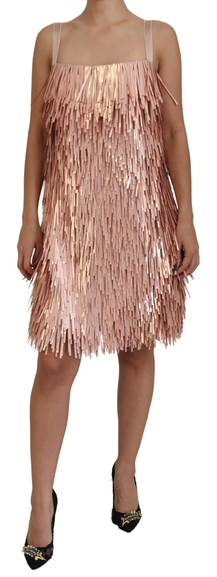 Pink Tinsel Sleeveless Shift A-line Dress