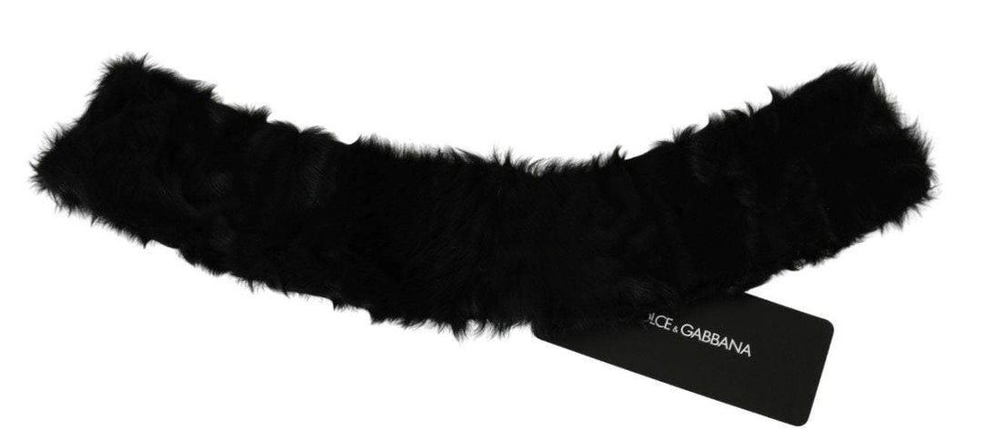 Dolce & Gabbana  Black Fur Neck Collar Wrap Lambskin Scarf #women, Accessories - New Arrivals, Black, Brand_Dolce & Gabbana, Catch, Dolce & Gabbana, feed-agegroup-adult, feed-color-black, feed-gender-female, feed-size-OS, Gender_Women, Kogan, Scarves - Women - Accessories at SEYMAYKA