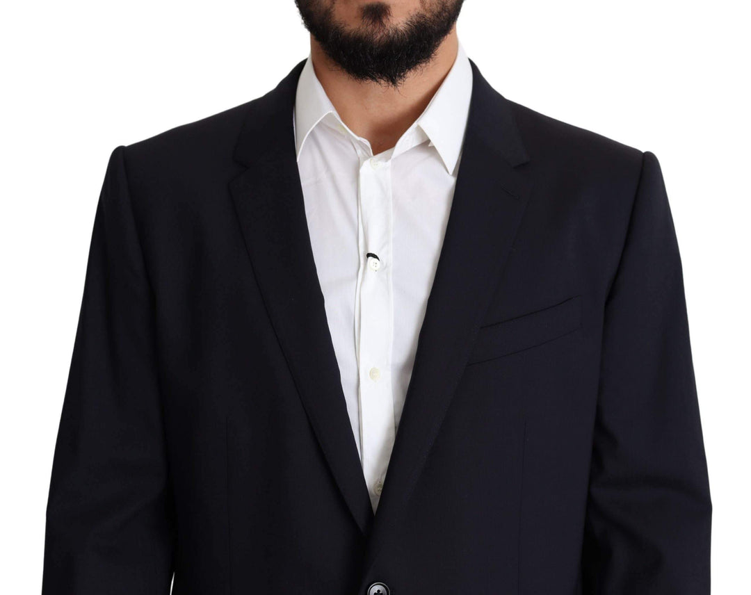 Dolce & Gabbana Black Wool Stretch Men Coat MARTINI Blazer #men, Black, Blazers - Men - Clothing, Brand_Dolce & Gabbana, Dolce & Gabbana, feed-agegroup-adult, feed-color-black, feed-gender-male, feed-size-IT56 | XXL, Gender_Men, IT56 | XXL, Men - New Arrivals at SEYMAYKA