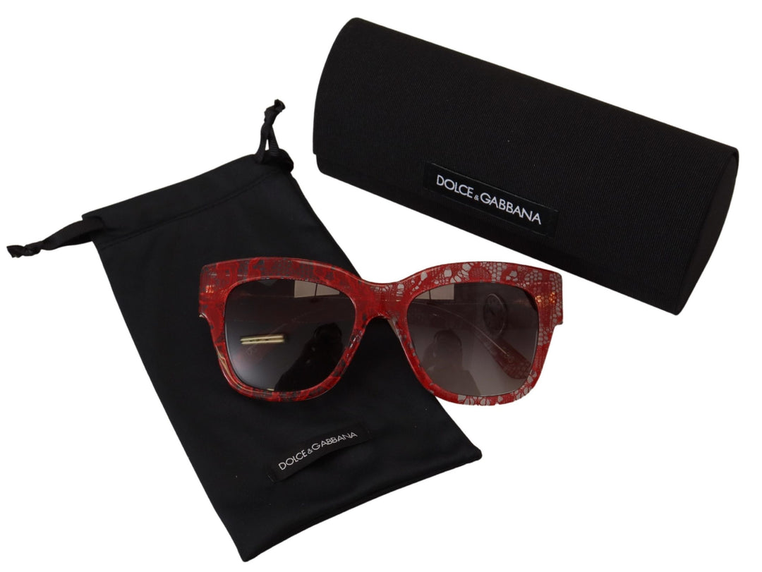 Dolce & Gabbana Red Lace Acetate Rectangle Shades  DG4231F  Sunglasses