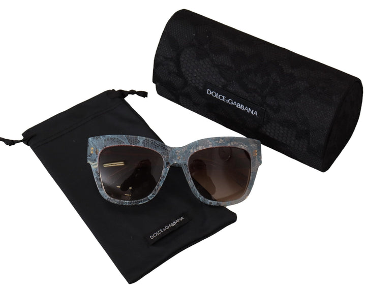 Dolce & Gabbana Blue Lace Acetate Rectangle DG4231 Shades Sunglasses