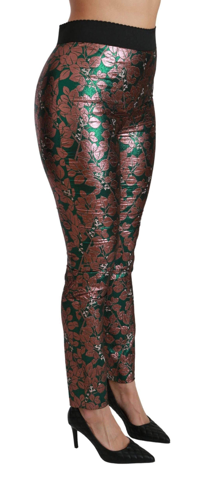 Dolce & Gabbana  Green Bronze Leaf Tights Skinny Pants #women, Brand_Dolce & Gabbana, Catch, Dolce & Gabbana, feed-agegroup-adult, feed-color-green, feed-gender-female, feed-size-IT36 | XS, feed-size-IT40|S, feed-size-IT42|M, Gender_Women, Green, IT36 | XS, IT40|S, IT42|M, Jeans & Pants - Women - Clothing, Kogan, Women - New Arrivals at SEYMAYKA