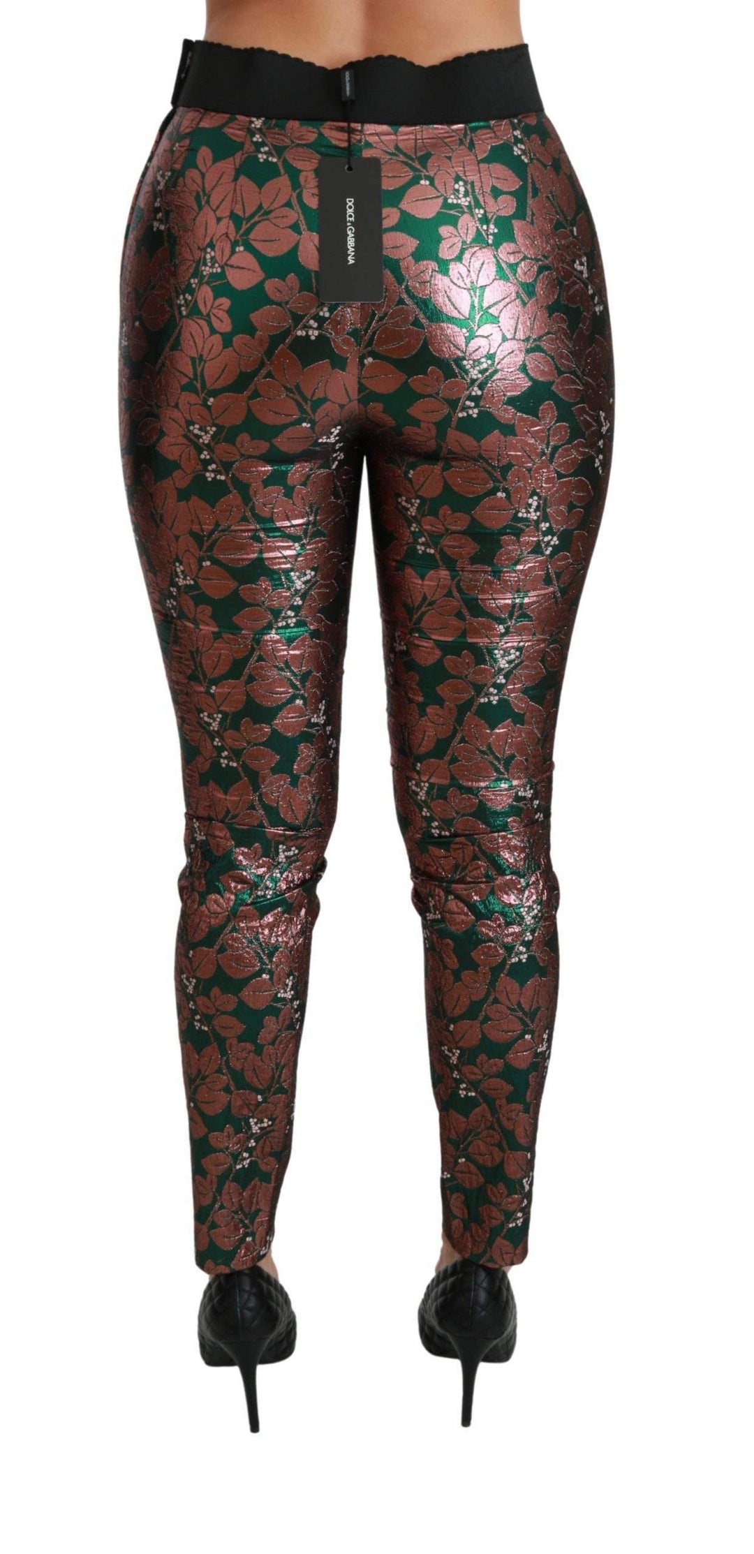 Dolce & Gabbana  Green Bronze Leaf Tights Skinny Pants #women, Brand_Dolce & Gabbana, Catch, Dolce & Gabbana, feed-agegroup-adult, feed-color-green, feed-gender-female, feed-size-IT36 | XS, feed-size-IT40|S, feed-size-IT42|M, Gender_Women, Green, IT36 | XS, IT40|S, IT42|M, Jeans & Pants - Women - Clothing, Kogan, Women - New Arrivals at SEYMAYKA