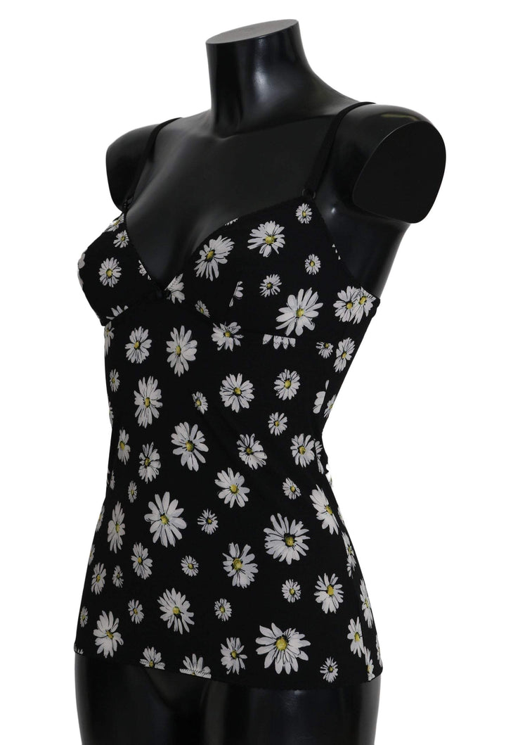 Dolce & Gabbana  Black Daisy Print Dress Lingerie Chemisole #women, Black, Brand_Dolce & Gabbana, Catch, Dolce & Gabbana, feed-agegroup-adult, feed-color-black, feed-gender-female, feed-size-IT2 | S, Gender_Women, IT2 | S, Kogan, Sleepwear - Women - Clothing, Women - New Arrivals at SEYMAYKA