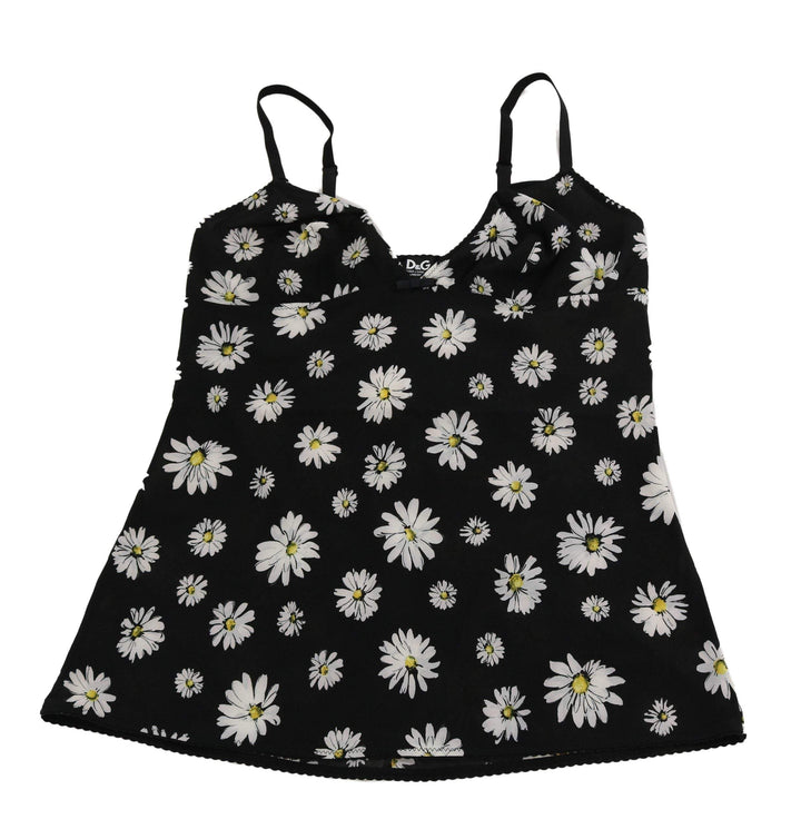 Dolce & Gabbana  Black Daisy Print Dress Lingerie Chemisole #women, Black, Brand_Dolce & Gabbana, Catch, Dolce & Gabbana, feed-agegroup-adult, feed-color-black, feed-gender-female, feed-size-IT2 | S, Gender_Women, IT2 | S, Kogan, Sleepwear - Women - Clothing, Women - New Arrivals at SEYMAYKA