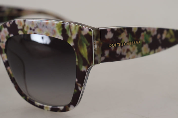 Dolce & Gabbana Black Floral Acetate Rectangle Shades DG4231F Sunglasses