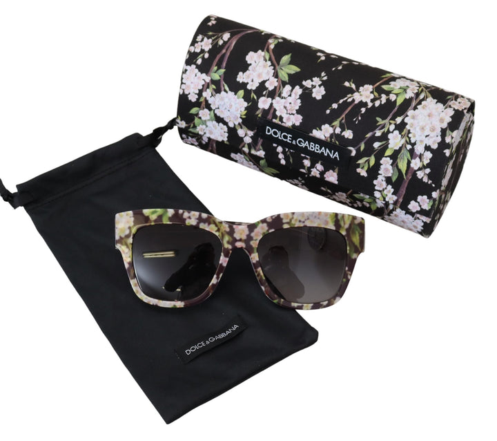 Dolce & Gabbana Black Floral Acetate Rectangle Shades DG4231F Sunglasses