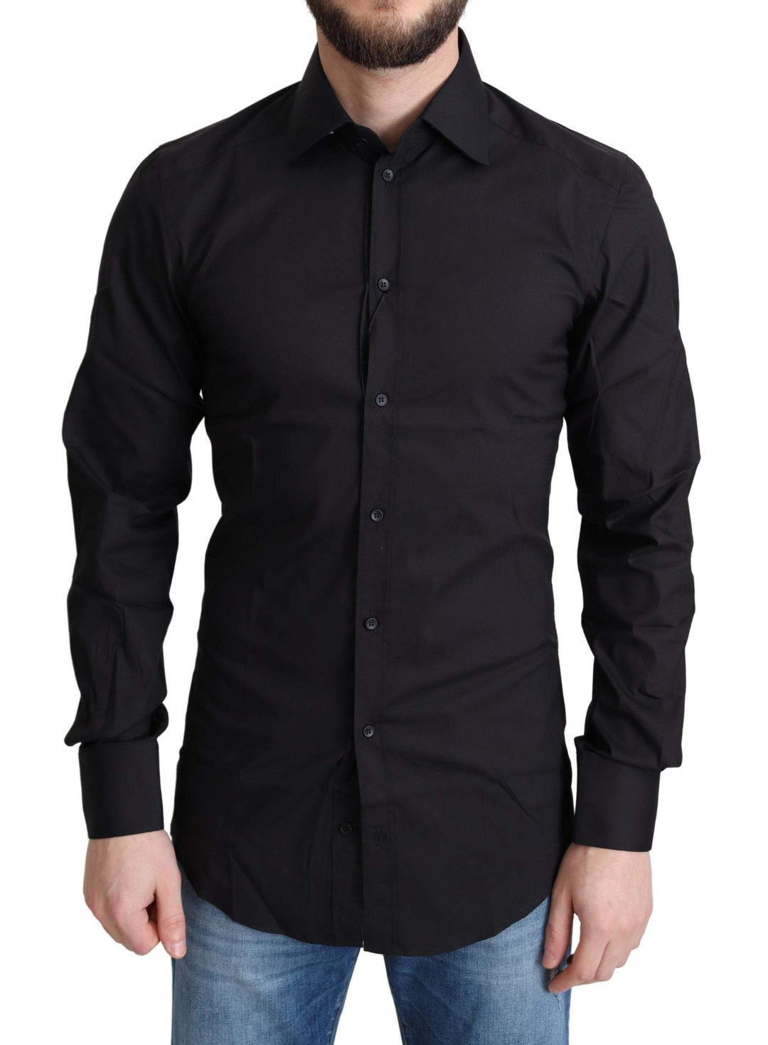 Dolce & Gabbana Black Cotton Blend Formal Dress Shirt #men, Black, Dolce & Gabbana, feed-agegroup-adult, feed-color-Black, feed-gender-male, IT37 | XS, IT38 | XS, IT42 | XL, IT43 | XL, IT44 | 3XL, IT45 | 3XL, Shirts - Men - Clothing at SEYMAYKA