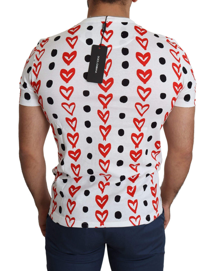 Dolce & Gabbana White Hearts Print  Cotton Men Top T-shirt #men, Brand_Dolce & Gabbana, Dolce & Gabbana, feed-agegroup-adult, feed-color-white, feed-gender-male, feed-size-IT44 | XS, feed-size-IT46 | S, feed-size-IT50 | L, feed-size-IT54 | XL, Gender_Men, IT44 | XS, IT46 | S, IT48 | M, IT50 | L, IT54 | XL, Men - New Arrivals, T-shirts - Men - Clothing, White at SEYMAYKA