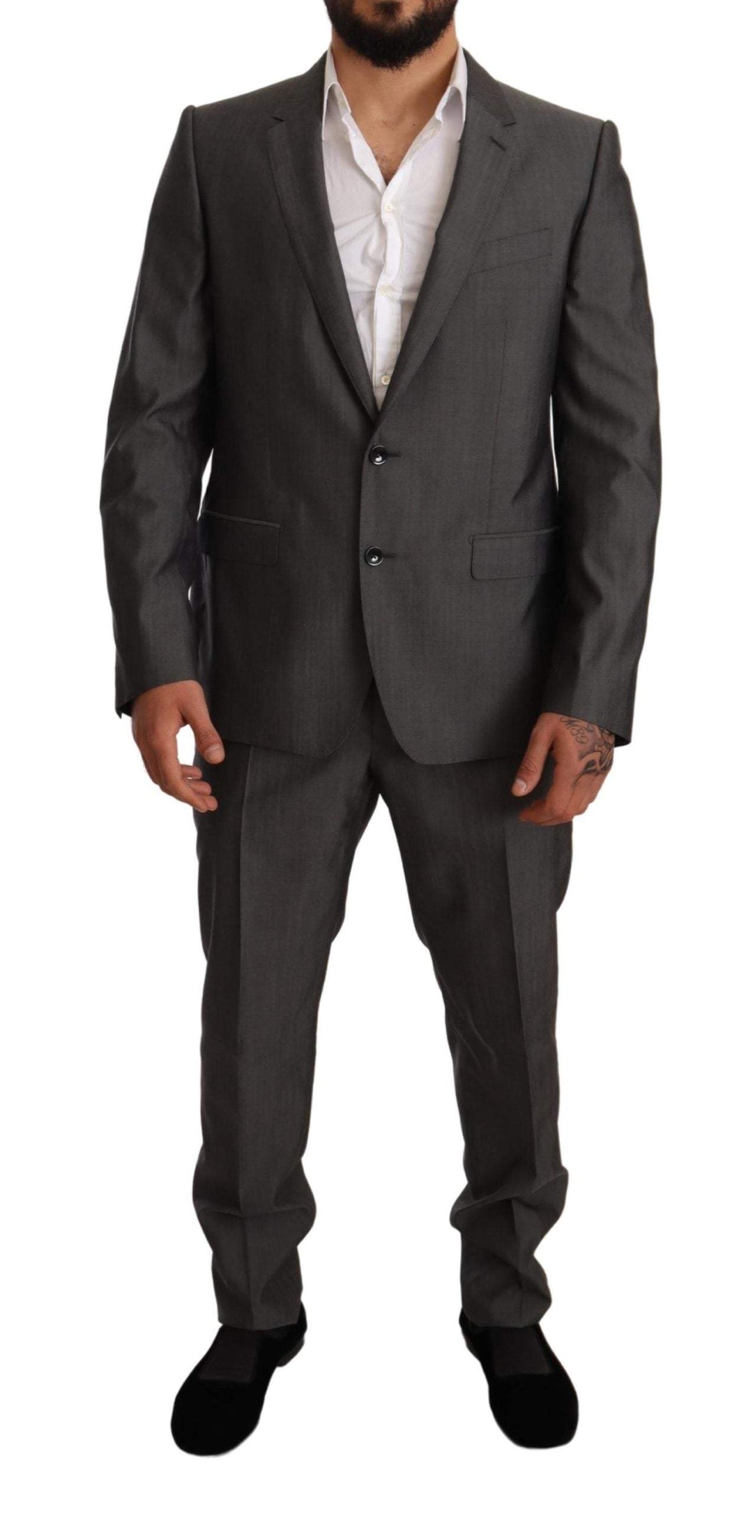 Dolce & Gabbana Gray Metallic MARTINI Slim Fit Set Suit #men, Dolce & Gabbana, feed-agegroup-adult, feed-color-Gray, feed-gender-male, Gray, IT48 | M, IT50 | L, IT52 | XL, IT54 | XL, Suits - Men - Clothing at SEYMAYKA