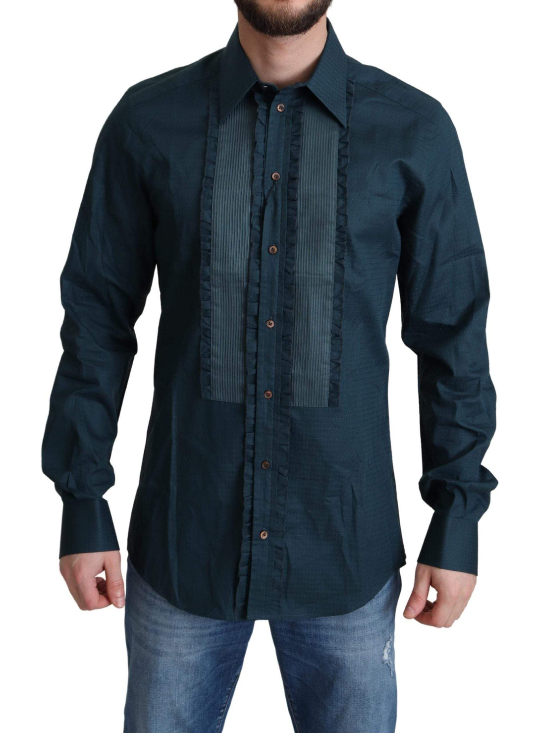 Dolce & Gabbana Blue Placket Cotton Dress Formal Shirt #men, Blue, Dolce & Gabbana, feed-agegroup-adult, feed-color-Blue, feed-gender-male, IT39 | S, IT42 | XL, IT43 | XL, Shirts - Men - Clothing at SEYMAYKA