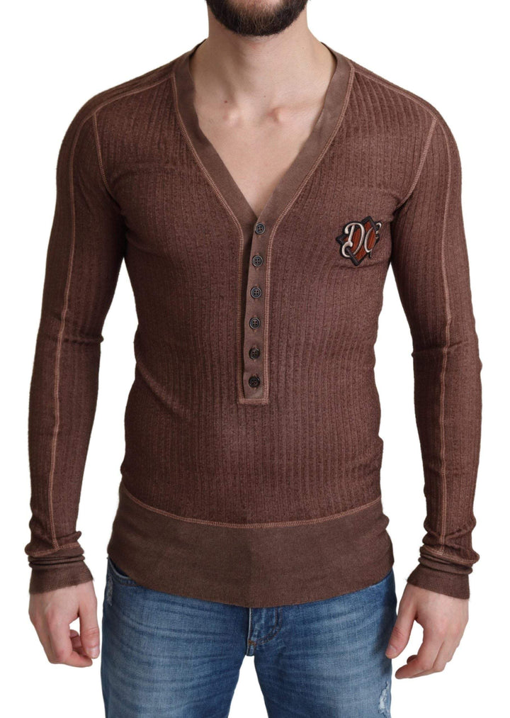 Dolce & Gabbana Brown Logo Button Cardigan V-neck Sweater #men, Dolce & Gabbana, feed-agegroup-adult, feed-color-Pink, feed-gender-male, IT44 | XS, IT46 | S, IT48 | M, IT50 | L, IT56 | XL, Men - New Arrivals, Pink, Sweaters - Men - Clothing at SEYMAYKA