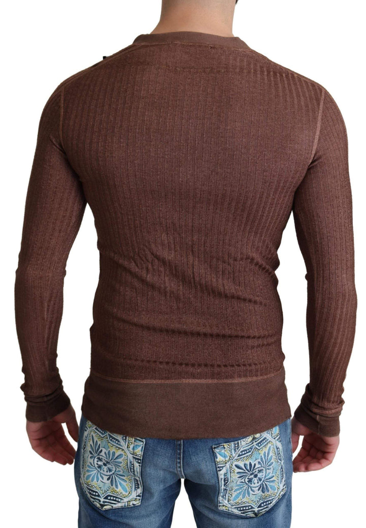 Dolce & Gabbana Brown Logo Button Cardigan V-neck Sweater #men, Dolce & Gabbana, feed-agegroup-adult, feed-color-Pink, feed-gender-male, IT44 | XS, IT46 | S, IT48 | M, IT50 | L, IT56 | XL, Men - New Arrivals, Pink, Sweaters - Men - Clothing at SEYMAYKA