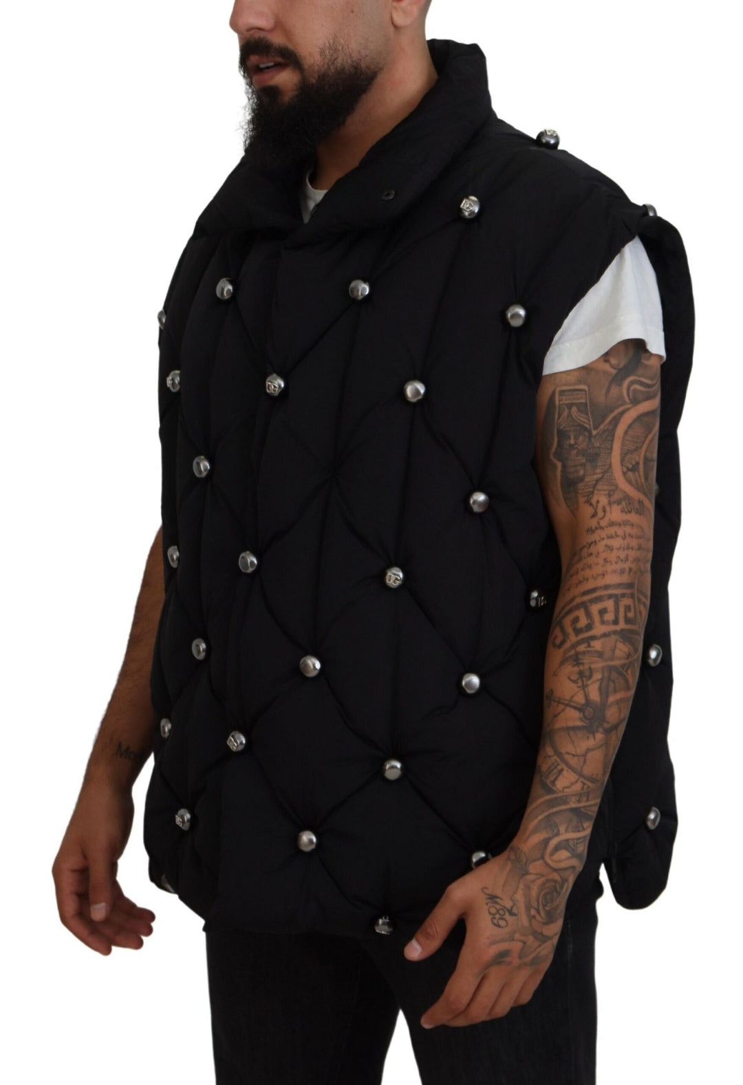 Dolce & Gabbana Black Sleeveless DG Metal Embellishment Jacket