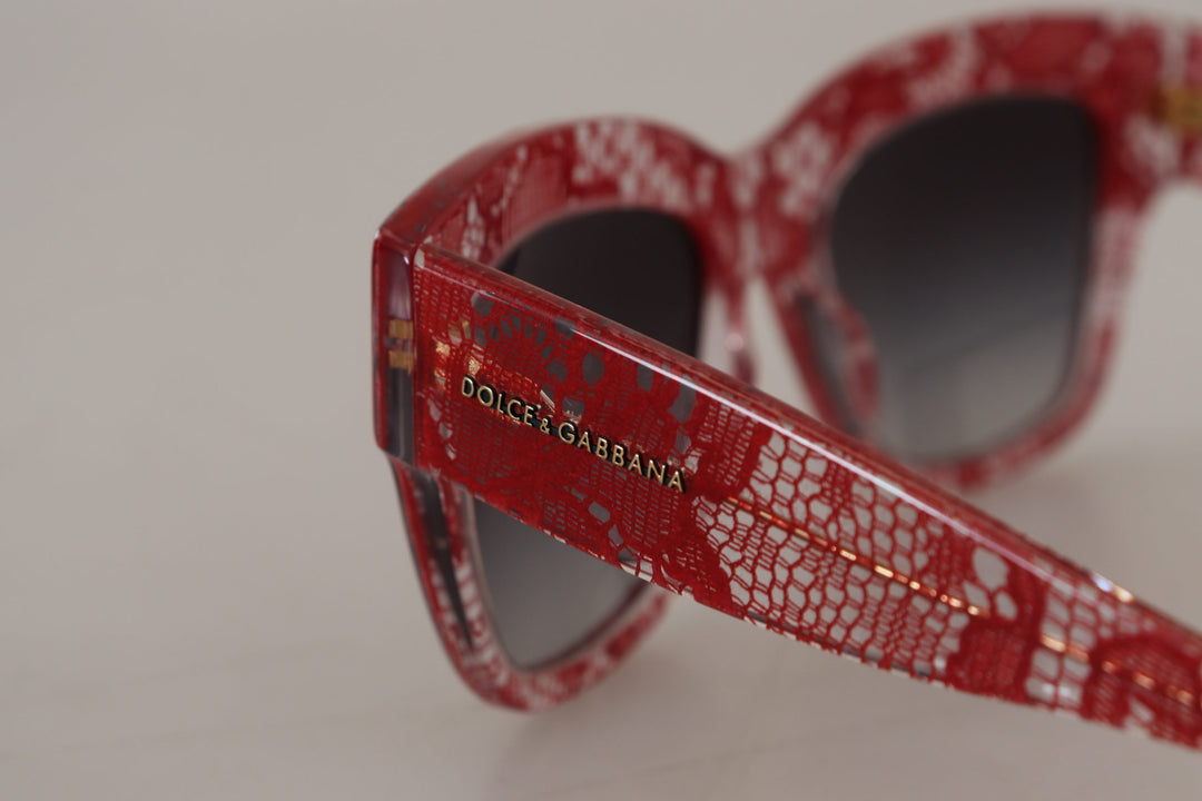 Dolce & Gabbana Red Lace Acetate Rectangle Shades DG4231Sunglasses