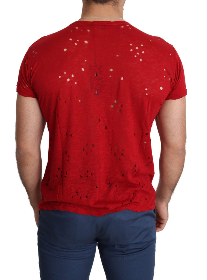 Guess Red Cotton Logo Print Men Casual Top Perforated T-shirt #men, feed-agegroup-adult, feed-color-red, feed-gender-male, feed-size-L, feed-size-XL, feed-size-XXL, Gender_Men, Guess, L, Men - New Arrivals, Red, T-shirts - Men - Clothing, XL, XXL at SEYMAYKA