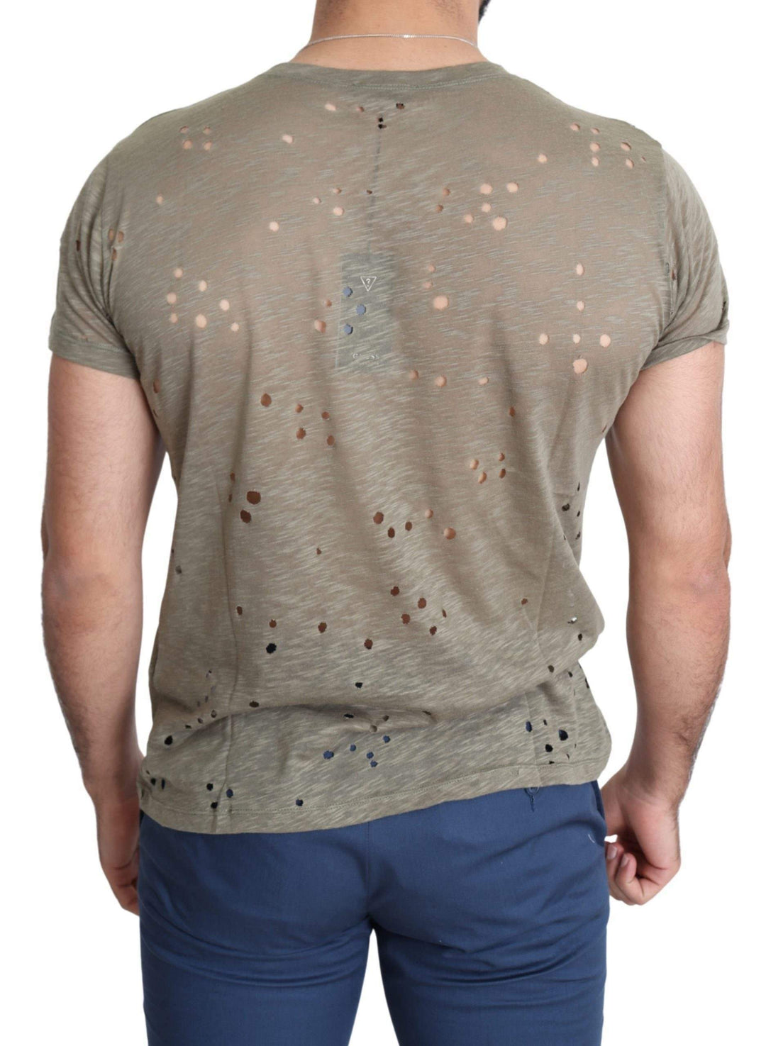 Guess Brown Cotton Stretch Logo Print Men Casual Perforated T-shirt #men, Brown, feed-agegroup-adult, feed-color-brown, feed-gender-male, feed-size-L, feed-size-XL, Gender_Men, Guess, L, Men - New Arrivals, T-shirts - Men - Clothing, XL at SEYMAYKA