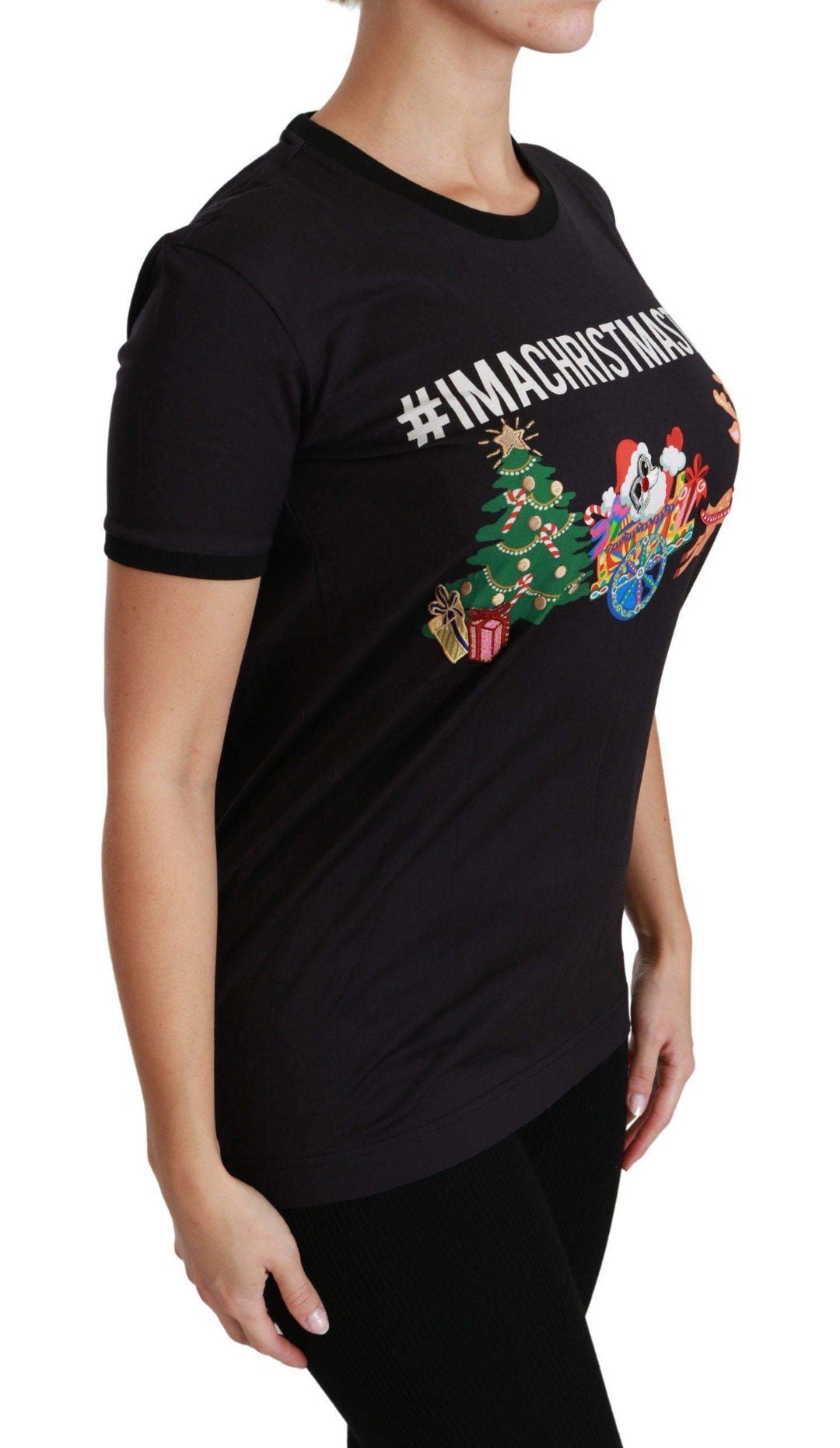 Dolce & Gabbana  Black #ImAChristmasTree Crewneck Top T-shirt #women, Black, Brand_Dolce & Gabbana, Catch, Dolce & Gabbana, feed-agegroup-adult, feed-color-black, feed-gender-female, feed-size-IT36 | XS, feed-size-IT38|XS, feed-size-IT42|M, feed-size-IT44|L, feed-size-IT46|XL, Gender_Women, IT36 | XS, IT38|XS, IT40|S, IT42|M, IT44|L, IT46|XL, Kogan, Tops & T-Shirts - Women - Clothing, Women - New Arrivals at SEYMAYKA