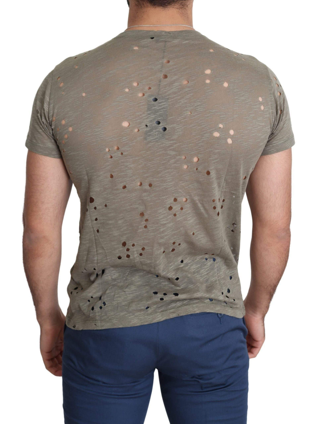 Guess Brown Cotton Stretch Logo Print Men Casual Perforated T-shirt #men, Brown, feed-agegroup-adult, feed-color-brown, feed-gender-male, feed-size-M, feed-size-XL, Gender_Men, Guess, M, Men - New Arrivals, T-shirts - Men - Clothing, XL at SEYMAYKA