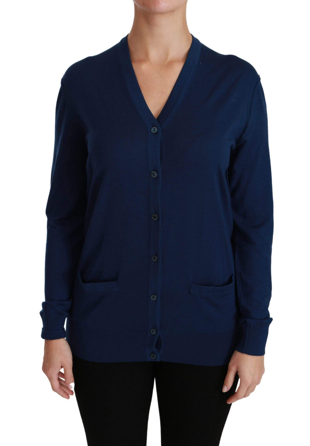 Dolce & Gabbana Blue Button Cardigan Virgin Wool Sweater #women, Blue, Brand_Dolce & Gabbana, Catch, Dolce & Gabbana, feed-agegroup-adult, feed-color-blue, feed-gender-female, feed-size-IT36 | XS, feed-size-IT38|XS, feed-size-IT44|L, feed-size-IT46|XL, Gender_Women, IT36 | XS, IT38|XS, IT44|L, IT46|XL, Kogan, Sweaters - Women - Clothing, Women - New Arrivals at SEYMAYKA