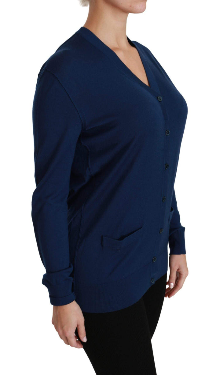 Dolce & Gabbana Blue Button Cardigan Virgin Wool Sweater #women, Blue, Brand_Dolce & Gabbana, Catch, Dolce & Gabbana, feed-agegroup-adult, feed-color-blue, feed-gender-female, feed-size-IT36 | XS, feed-size-IT38|XS, feed-size-IT44|L, feed-size-IT46|XL, Gender_Women, IT36 | XS, IT38|XS, IT44|L, IT46|XL, Kogan, Sweaters - Women - Clothing, Women - New Arrivals at SEYMAYKA