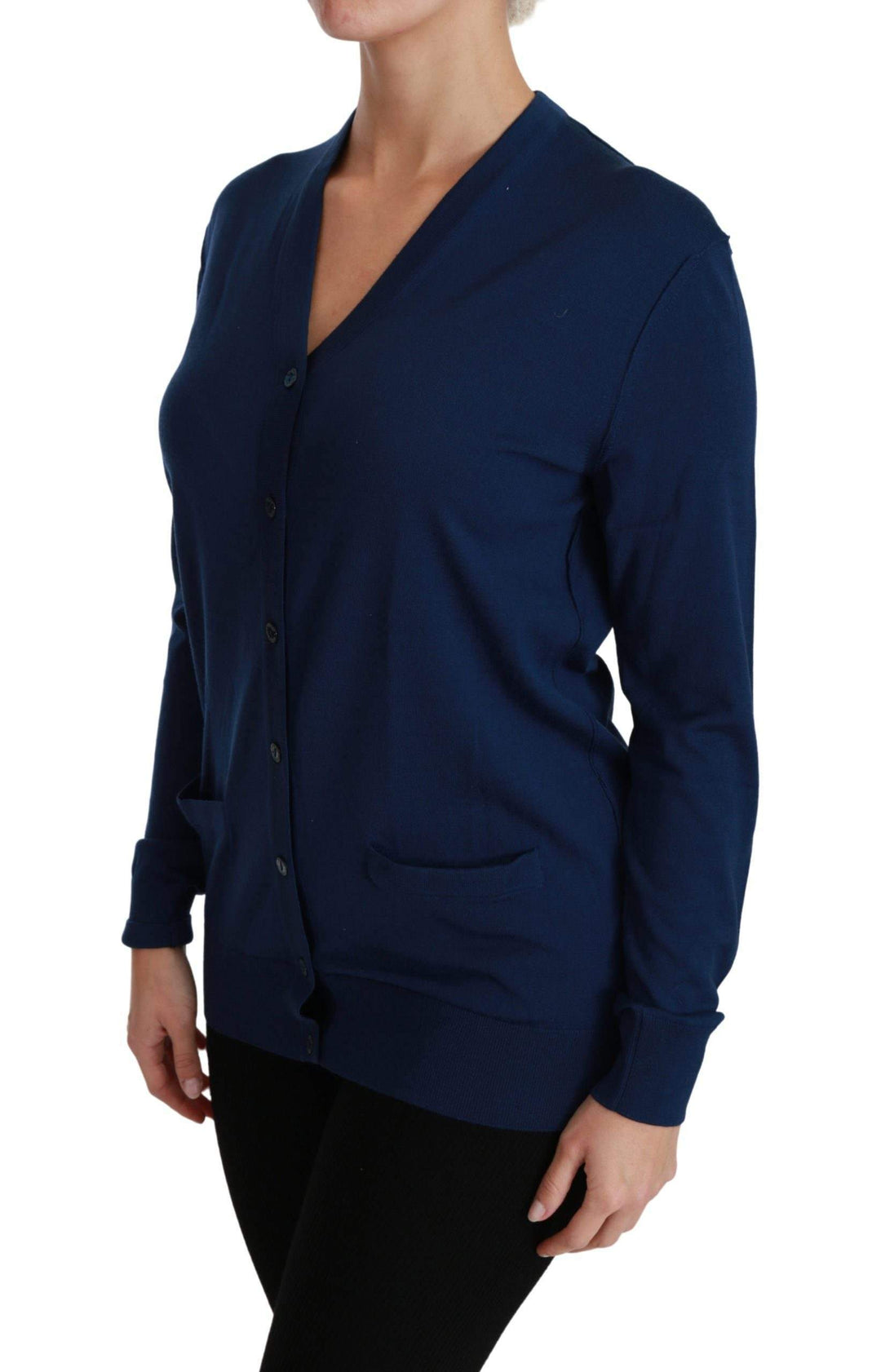 Dolce & Gabbana Blue Button Cardigan Virgin Wool Sweater #women, Blue, Brand_Dolce & Gabbana, Catch, Dolce & Gabbana, feed-agegroup-adult, feed-color-blue, feed-gender-female, feed-size-IT36 | XS, feed-size-IT38|XS, feed-size-IT44|L, feed-size-IT46|XL, Gender_Women, IT36 | XS, IT38|XS, IT44|L, IT46|XL, Kogan, Sweaters - Women - Clothing, Women - New Arrivals at SEYMAYKA