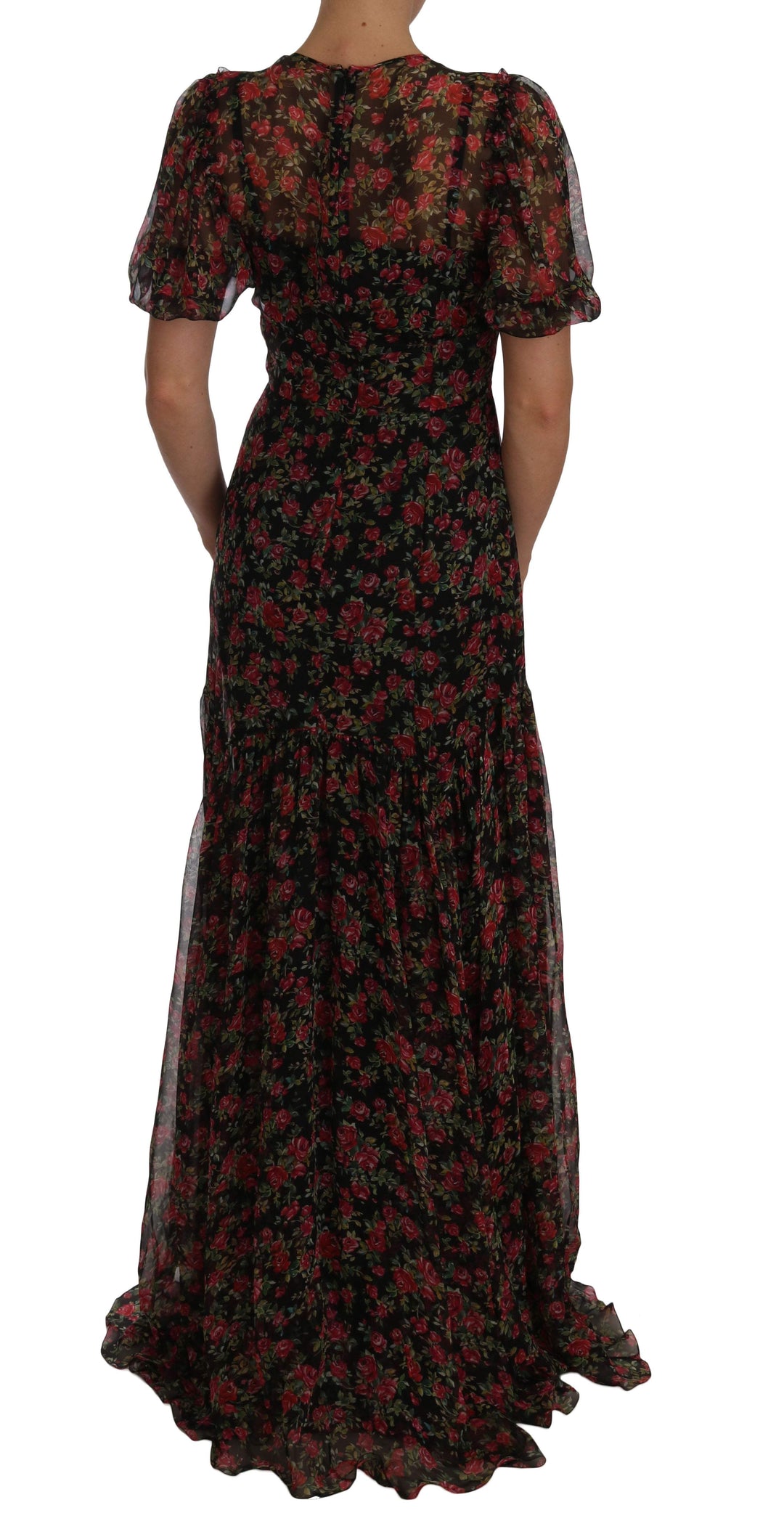 Dolce & Gabbana  Black Floral Roses A-Line Shift Gown #women, Black, Brand_Dolce & Gabbana, Catch, Dolce & Gabbana, Dresses - Women - Clothing, feed-agegroup-adult, feed-color-black, feed-gender-female, feed-size-IT40|S, feed-size-IT42|M, Gender_Women, IT40|S, IT42|M, Kogan, Women - New Arrivals at SEYMAYKA