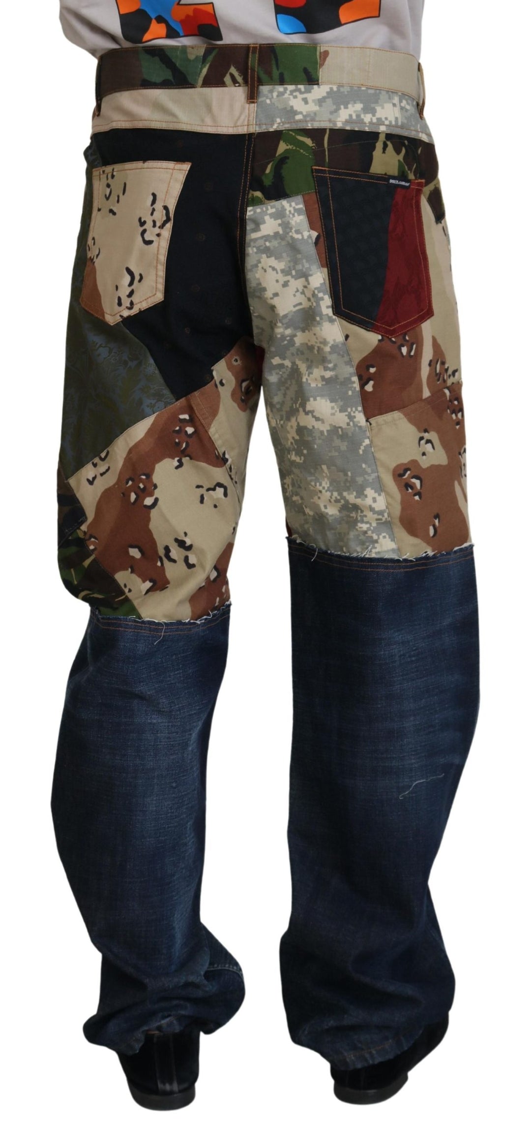 Dolce & Gabbana Multicolor Silk Patchwork  Denim Jeans