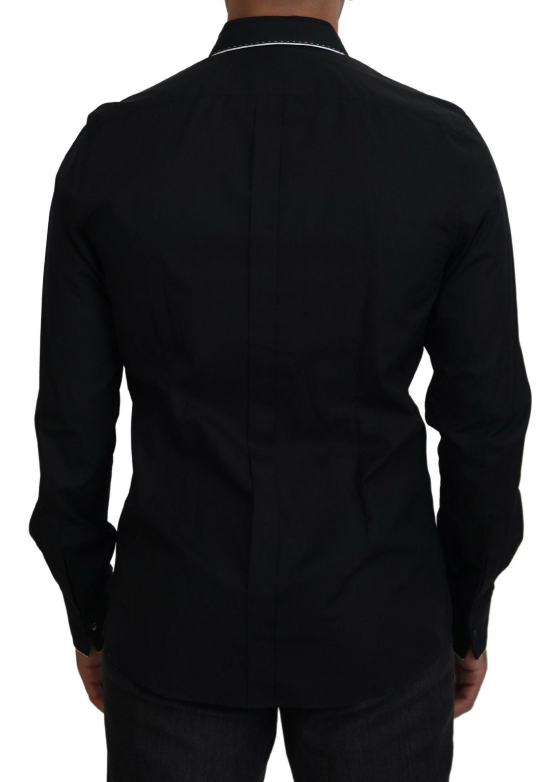 Dolce & Gabbana GOLD Black Tuxedo Slim Fit Cotton Shirt