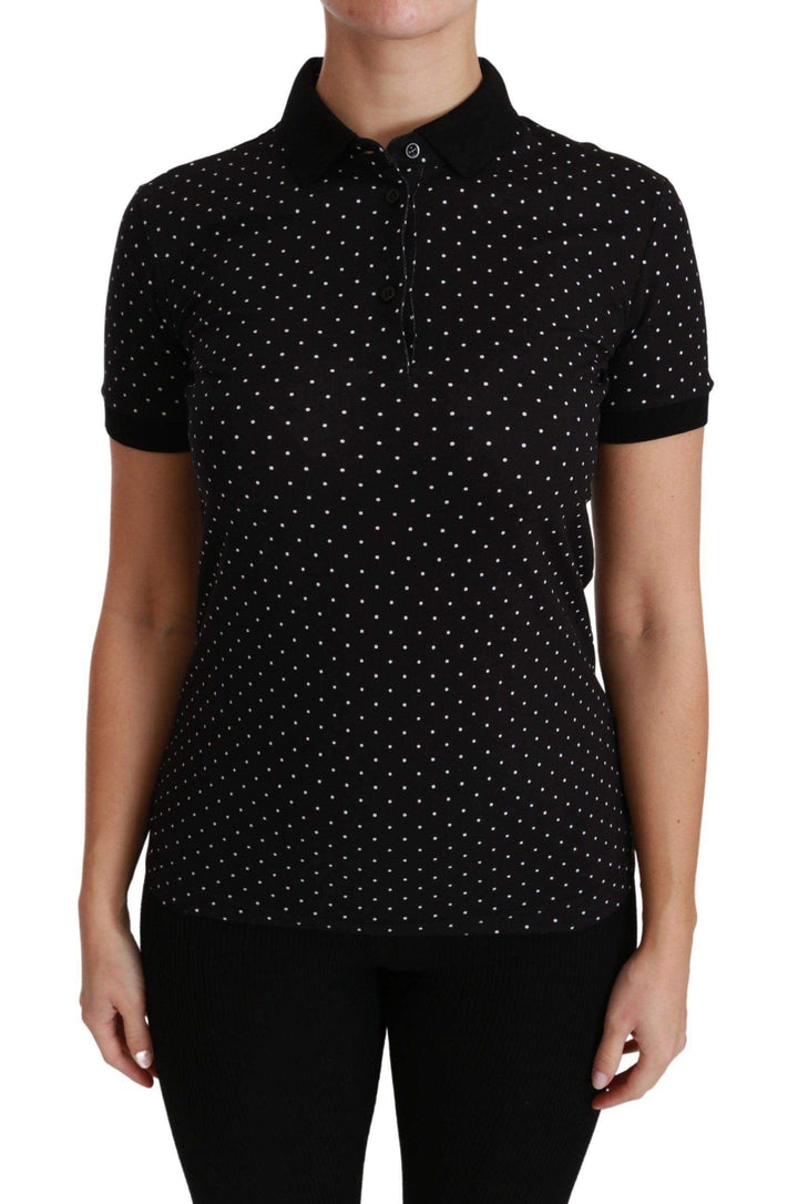 Dolce & Gabbana Black Dotted Collared Polo Shirt Cotton Top #women, Black, Brand_Dolce & Gabbana, Catch, Dolce & Gabbana, feed-agegroup-adult, feed-color-black, feed-gender-female, feed-size-IT36 | XS, feed-size-IT38|XS, feed-size-IT42|M, Gender_Women, IT36 | XS, IT38|XS, IT42|M, Kogan, Tops & T-Shirts - Women - Clothing, Women - New Arrivals at SEYMAYKA