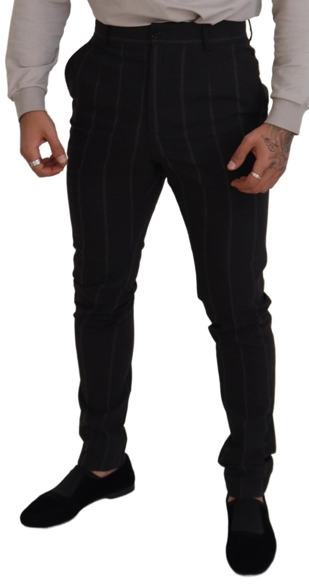 Dolce & Gabbana Black Wool Chino Formal  Pants