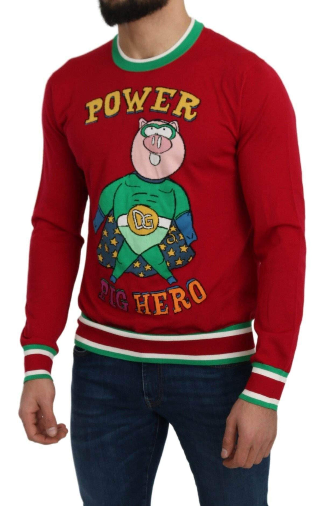 Dolce & Gabbana  Red Wool Silk Pig of the Year Sweater #men, Brand_Dolce & Gabbana, Catch, Dolce & Gabbana, feed-agegroup-adult, feed-color-red, feed-gender-male, feed-size-IT46 | S, feed-size-IT48 | M, feed-size-IT50 | L, feed-size-IT52 | XL, Gender_Men, IT46 | S, IT48 | M, IT50 | L, IT52 | XL, Kogan, Men - New Arrivals, Red, Sweaters - Men - Clothing at SEYMAYKA