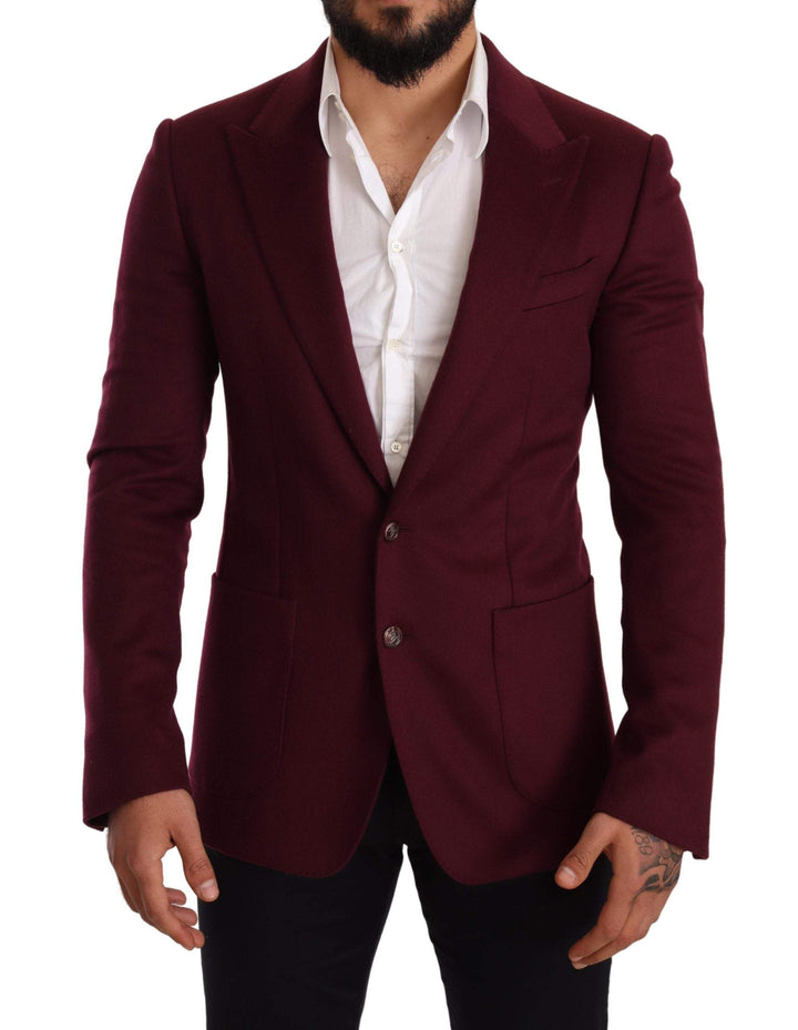 Dolce & Gabbana Maroon Cashmere Slim Fit Coat Jacket Blazer #men, Blazers - Men - Clothing, Bordeaux, Dolce & Gabbana, feed-agegroup-adult, feed-color-Bordeaux, feed-gender-male, IT48 | M at SEYMAYKA