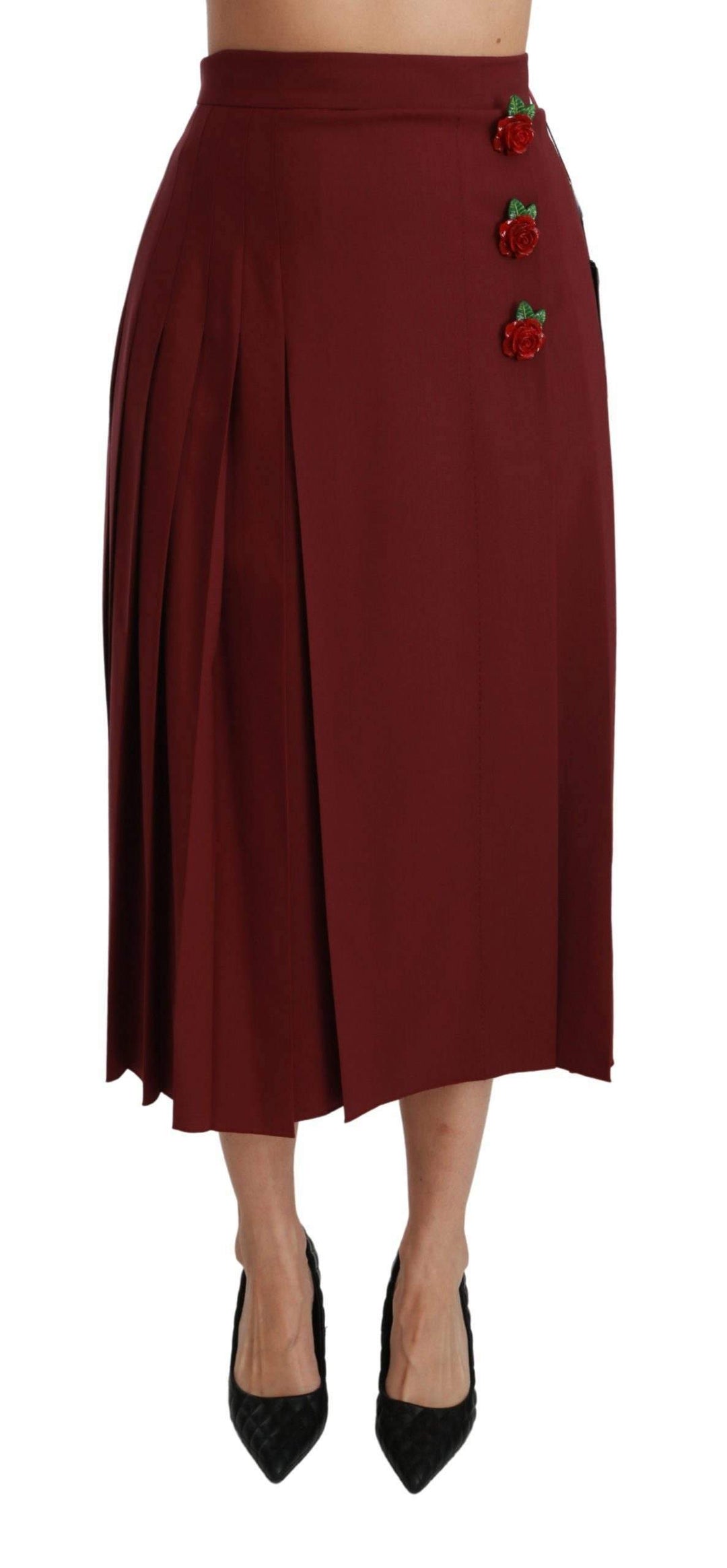 Dolce & Gabbana Red High Waist Pleated Maxi Wool Skirt #women, Brand_Dolce & Gabbana, Catch, Dolce & Gabbana, feed-agegroup-adult, feed-color-red, feed-gender-female, feed-size-IT38|XS, feed-size-IT40|S, feed-size-IT46|XL, Gender_Women, IT38|XS, IT40|S, IT46|XL, Kogan, Red, Skirts - Women - Clothing, Women - New Arrivals at SEYMAYKA