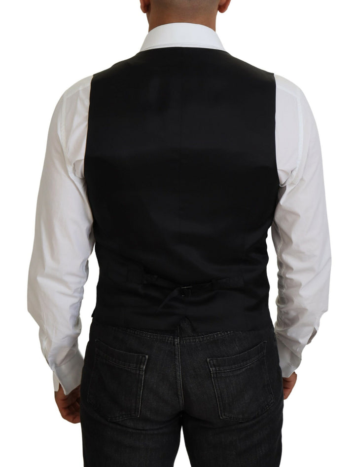 Dolce & Gabbana Black Virgin Wool Waistcoat Formal Vest