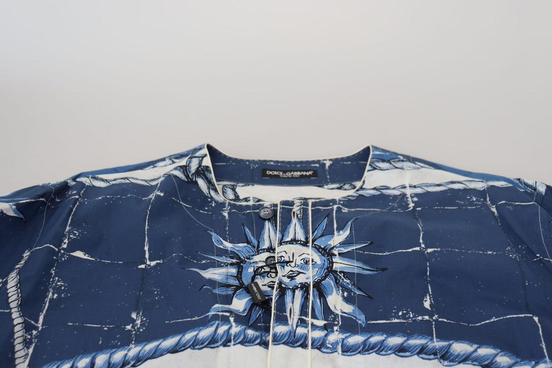 Dolce & gabbana Blue Majolica Cotton Cape Thobe