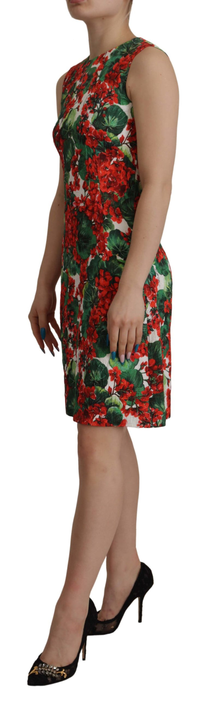 Dolce & Gabbana Multicolor Geranium Cotton Knee Length Dress