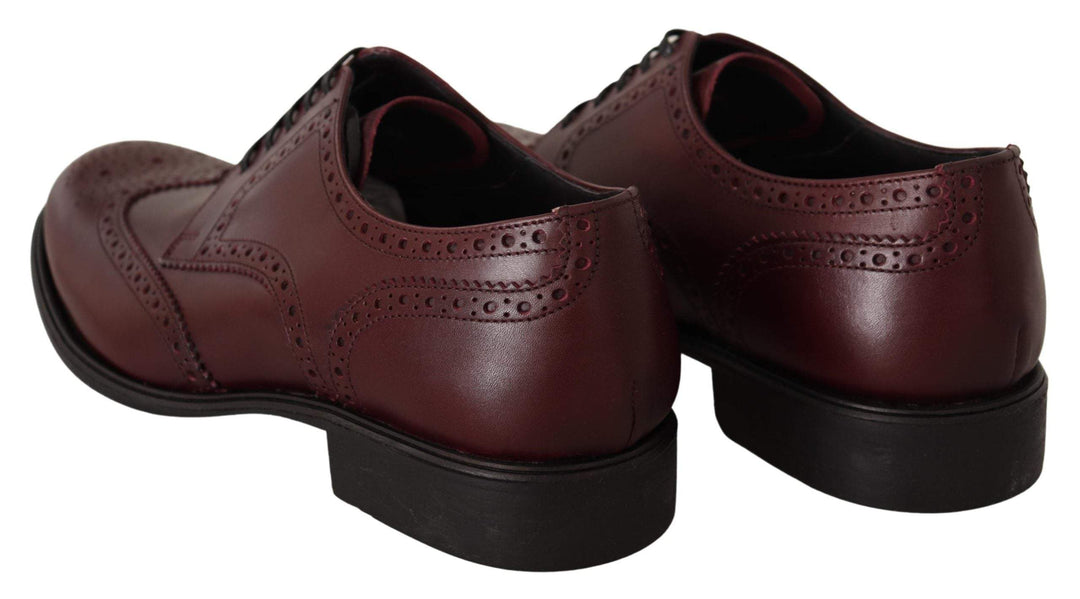 Dolce & Gabbana Bordeaux Leather Oxford Wingtip Formal Shoes #men, Bordeaux, Dolce & Gabbana, EU41.5/US8.5, EU41/US8, EU42.5/US9.5, EU42/US9, EU43/US10, EU44/US11, EU45/US12, feed-agegroup-adult, feed-color-Bordeaux, feed-gender-male, Formal - Men - Shoes at SEYMAYKA