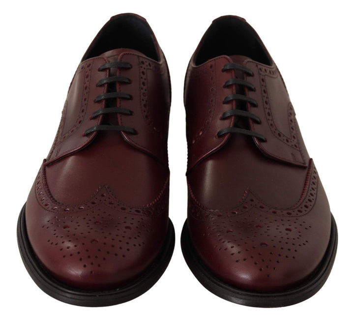 Dolce & Gabbana Bordeaux Leather Oxford Wingtip Formal Shoes #men, Bordeaux, Dolce & Gabbana, EU41.5/US8.5, EU41/US8, EU42.5/US9.5, EU42/US9, EU43/US10, EU44/US11, EU45/US12, feed-agegroup-adult, feed-color-Bordeaux, feed-gender-male, Formal - Men - Shoes at SEYMAYKA