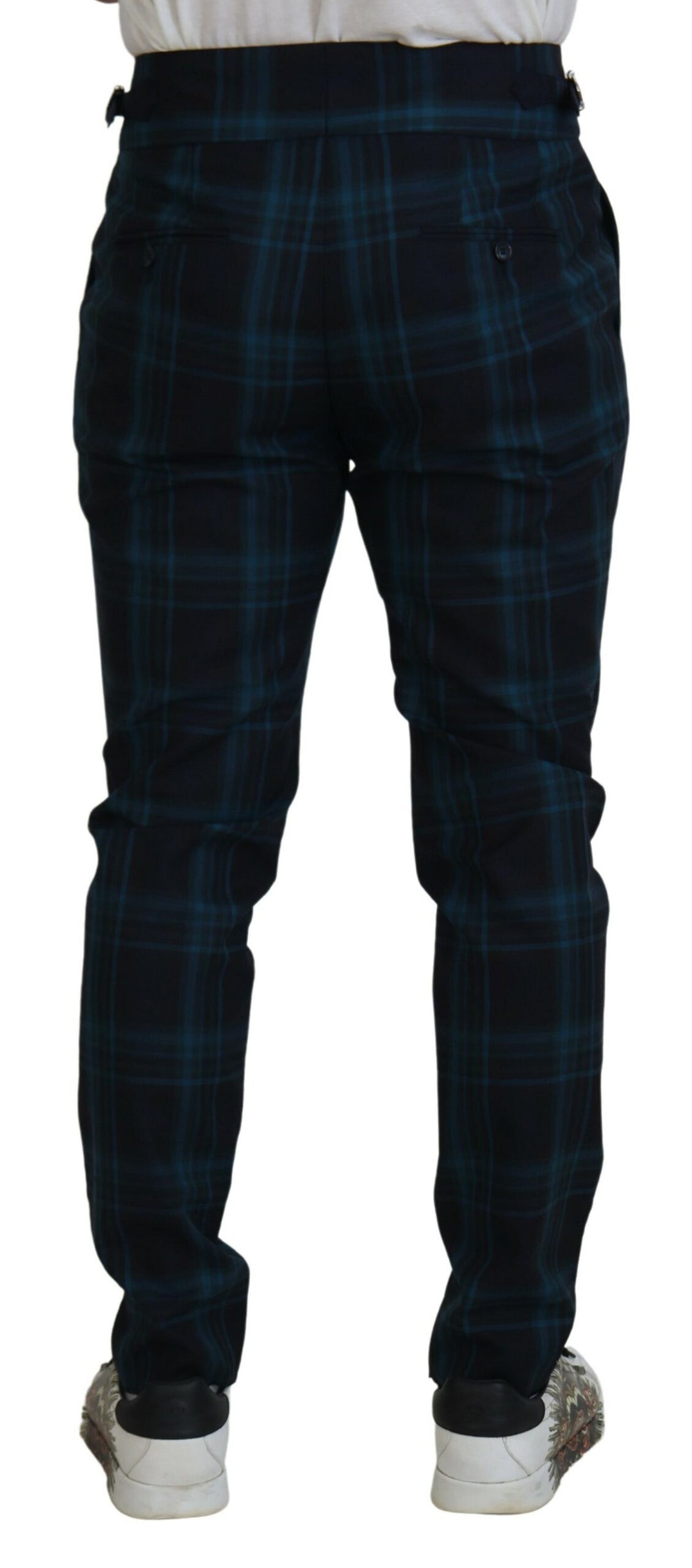 Dolce & gabbana Blue Purple Plaid Wool Trousers Pants