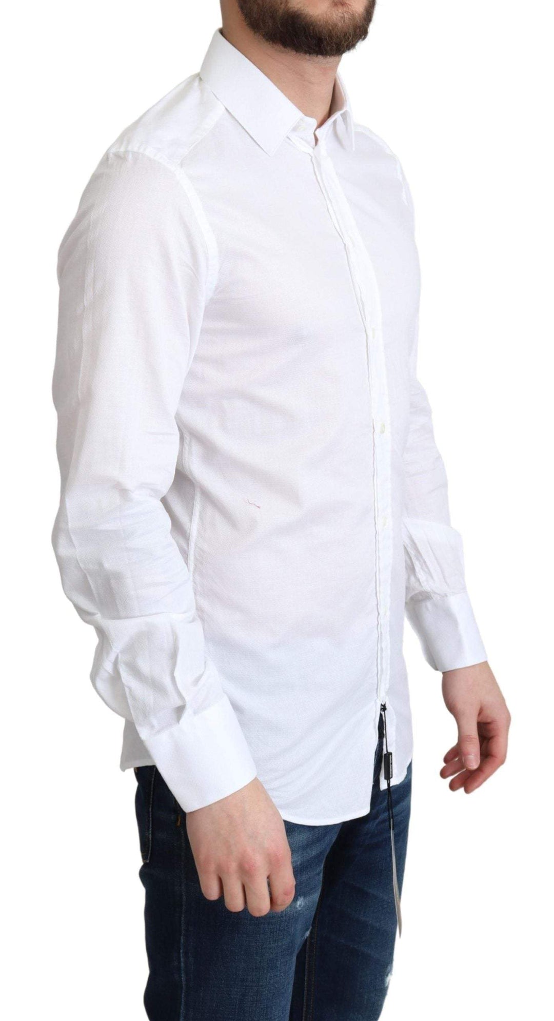 Dolce & Gabbana White Cotton Long Sleeves Formal Shirt #men, Dolce & Gabbana, feed-agegroup-adult, feed-color-White, feed-gender-male, IT37 | XS, IT42 | XL, Shirts - Men - Clothing, White at SEYMAYKA