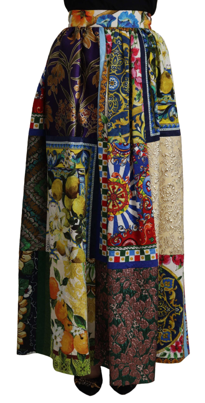 Dolce & Gabbana Multicolor Patchwork Sicily Long Maxi Skirt