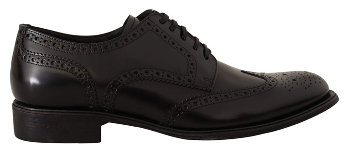 Dolce & Gabbana Black Leather Oxford Wingtip Formal Shoes #men, Black, Dolce & Gabbana, EU39/US6, EU40/US7, EU41.5/US8.5, EU41/US8, EU42.5/US9.5, EU42/US9, EU44.5/US11.5, EU44/US11, EU45/US12, feed-agegroup-adult, feed-color-Black, feed-gender-male, Formal - Men - Shoes at SEYMAYKA