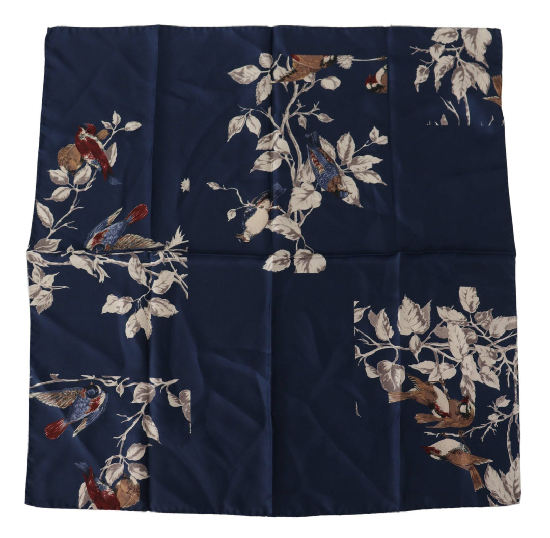 Dolce & Gabbana Blue Floral Silk Square Handkerchief Scarf